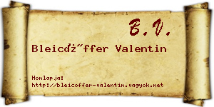 Bleicöffer Valentin névjegykártya